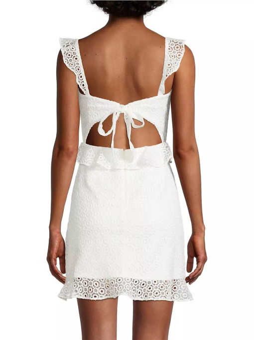 Aidan by Aidan Mattox Womens Lace Mini Fit & Flare Dress white 6M - Image 2