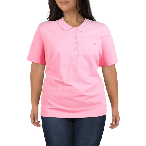 Tommy Hilfiger Plus Size Short-Sleeve Polo Shirt - Peony Size 1XL