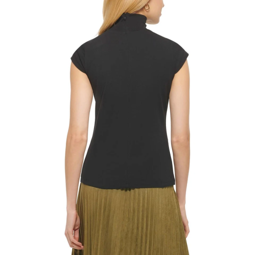 DKNY Womens Modal Blend Mock Neck T-Shirt black XS - Image 2