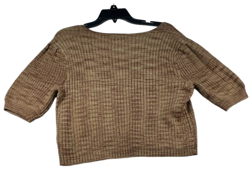 And Now This Trendy Plus Size Space-Dyed Puff-Sleeve Top - Chocolate/almond Size 3X - Image 2