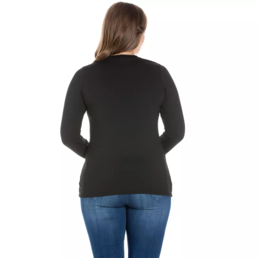 24 Seven Women's Plus Size Long Sleeves T-Shirt - Black 3X - Image 2