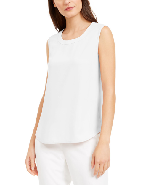 Anne Klein Women's U-Neck Sleeveless Shell Top - Clearance in Anne White Size Small