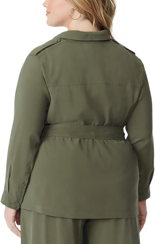 Jessica Simpson Olive Night Plus Size Safari Shirt Jacket - 1X - Women's Top - Image 2