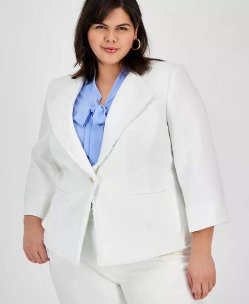 KASPER Plus Womens Colorblock Business One-Button Blazer siz e34W