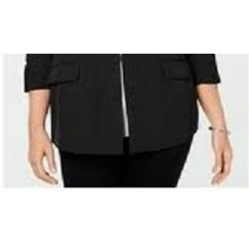 I.n.c. International Concepts Plus Size 3/4-Sleeve Blazer, Created for Macy's - Deep Black 3X - Image 2