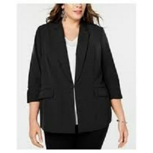 I.n.c. International Concepts Plus Size 3/4-Sleeve Blazer, Created for Macy's - Deep Black 3X