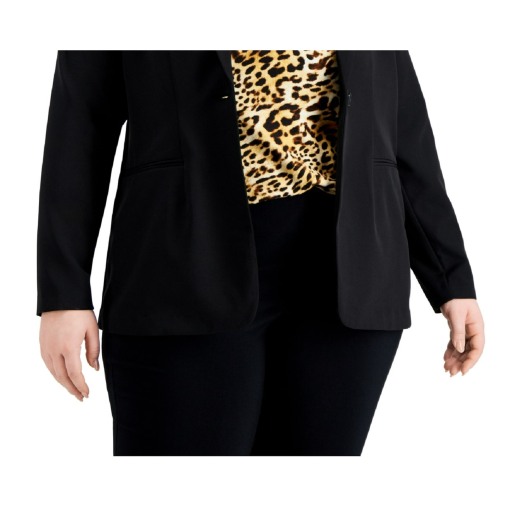 Bar Iii Plus Size One Button Blazer, Created for Macy's - Black 1X - Image 2