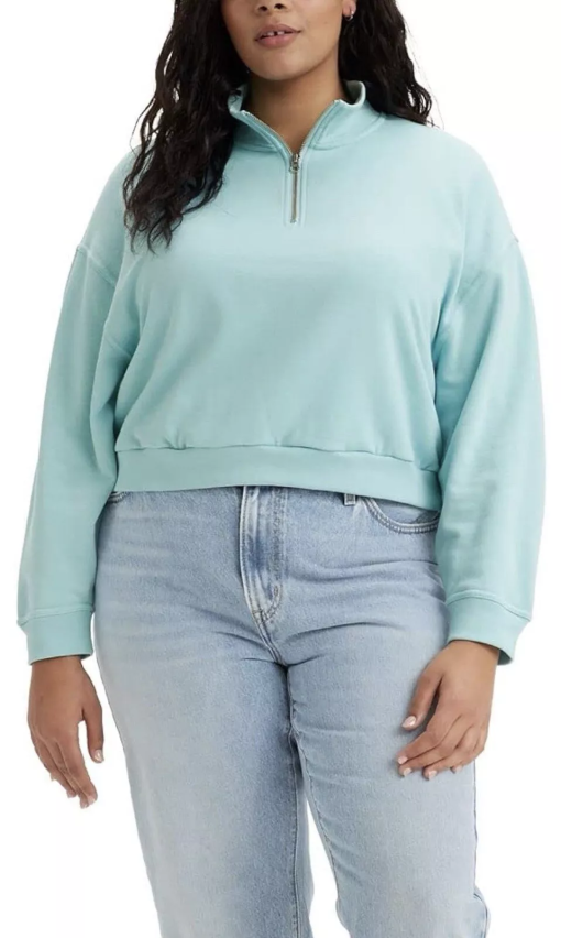 Levi's Plus Size Blue Fleece Zip Pullover Sweatshirt - 4X