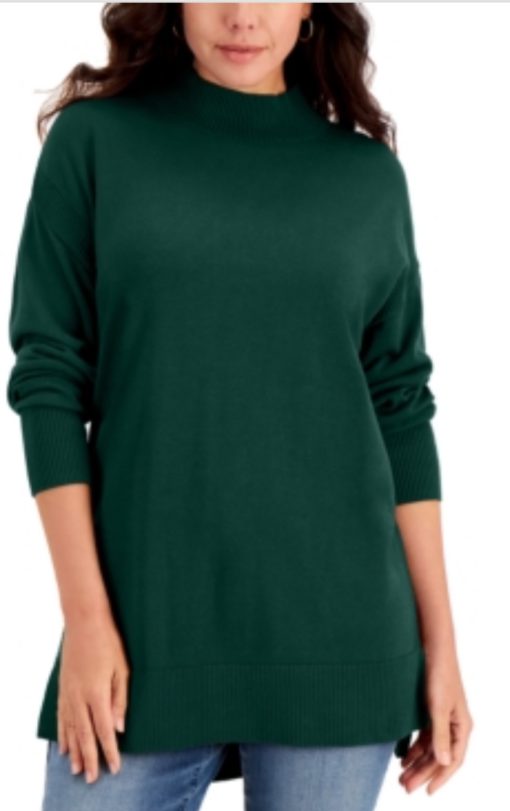 Karen Scott Cotton High-Low Mock-Neck Sweater, Created for Macy's XL