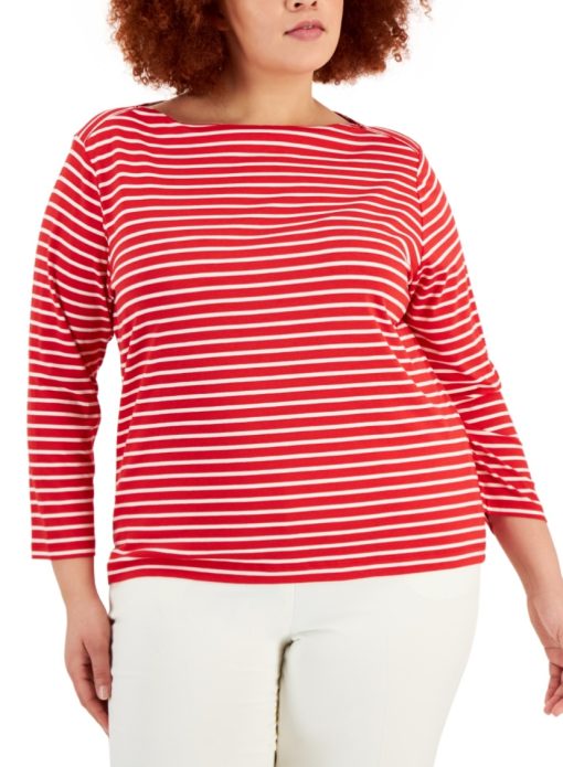 Anne Klein Plus Size 3/4-Sleeve Sailor Top 3X