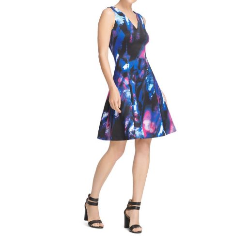 Donna Karan Womens Printed V-Neck Cocktail Dress 2