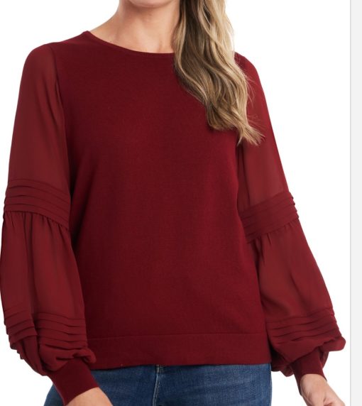 Women's Cece Puff Sleeve Sweater, Size Medium - Red size M