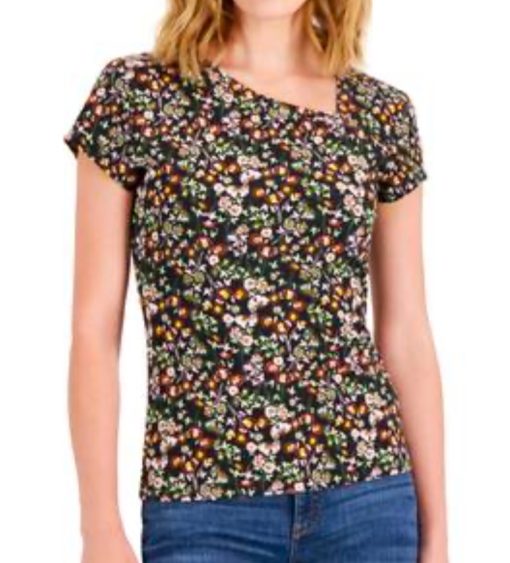 Inc International Concepts Women's Floral Ribbed Asymmetrical size M