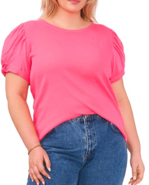 1.State Juneberry Puff Sleeve Top Plus Size Blouse