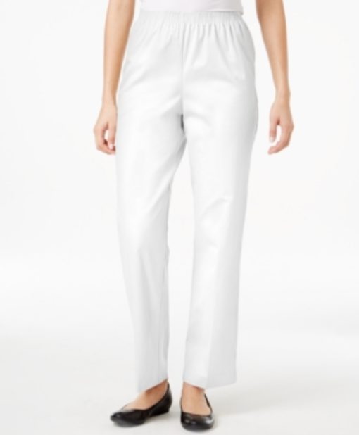 Alfred Dunner Classics Twill Pull-on Pants - White size 18