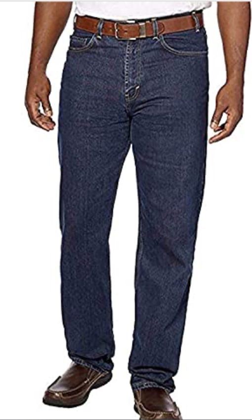 Kirkland Signature Men's 5-Pocket Jeans, Relaxed Fit, 100% Cotton, Double-Seam Stitching, Dark Blue (36x32)