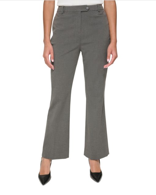 Calvin Klein Women's Pinstriped Modern Pants - Charcoal/cream size 2