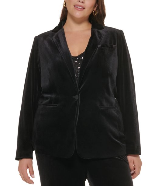 Calvin Klein Plus Size Velvet One-Button Jacket 22W