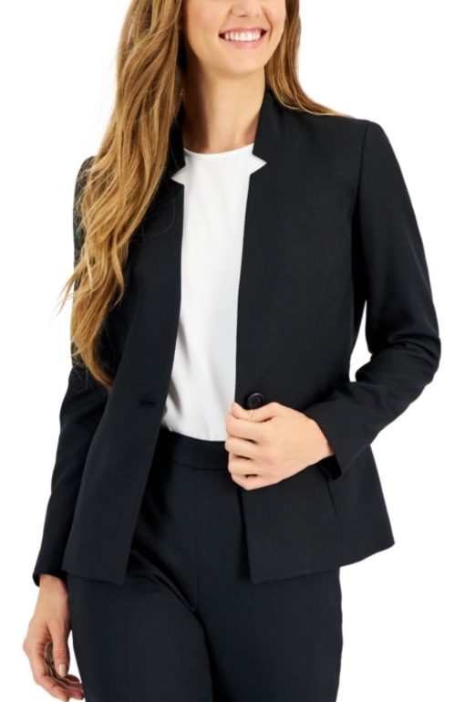 Le Suit Women's Mini Herringbone Pantsuit, Regular & Petite Sizes - Black. 18