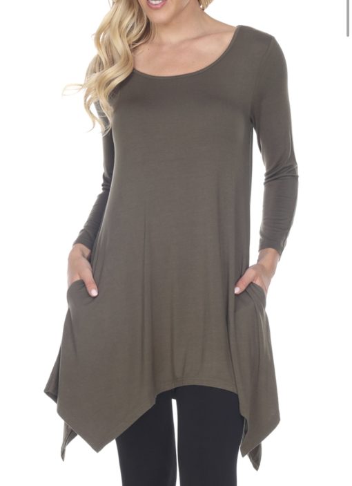 White Mark Womens Makayla Tunic Top, Olive - Medium