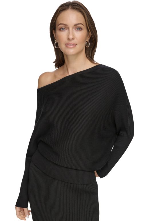 DKNY Black Off-Shoulder Sweater XL - Women's Knitwear Top