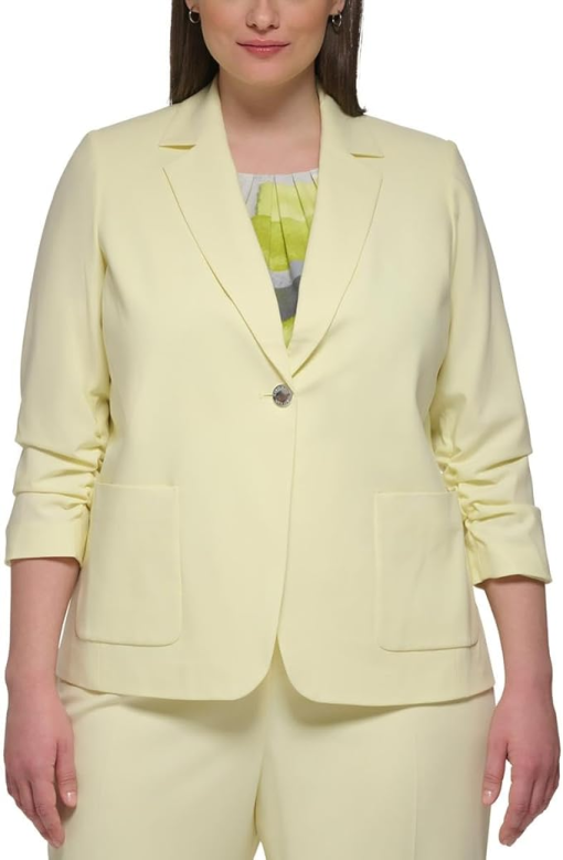 KASPER Plus Size Yellow Blazer 24W - Women's Office Jacket