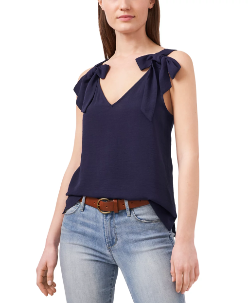 CeCe Navy Bow Shoulder Tank Top - Size S - Women's Tops