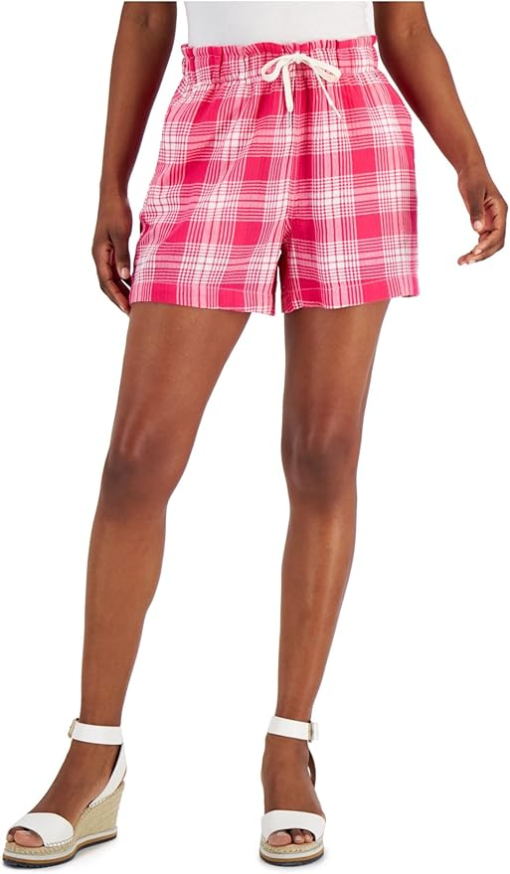 Tommy Hilfiger Plaid Shorts Women's Red XX-Large | Summer Shorts