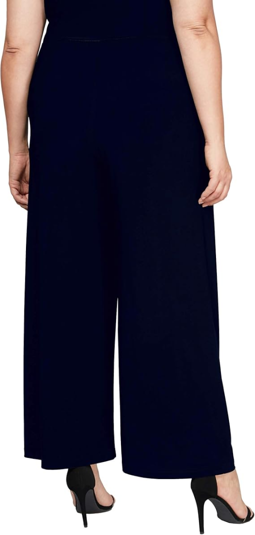 NY Collection Petite Navy Palazzo Pants - Wide Leg Trousers - Image 2