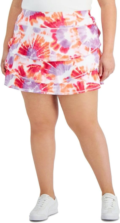 Ideology Plus Size Tie Dye Skort - Red/Purple - 3X - Activewear