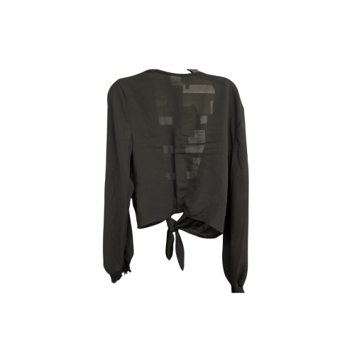 Black Tie Front Blouse - Size M - Women's Top - - Image 2