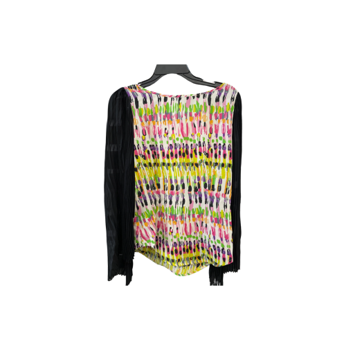 BCBGMAXAZRIA Blouse Size 12 Multi-Color Pleated Sleeve Top - Image 2