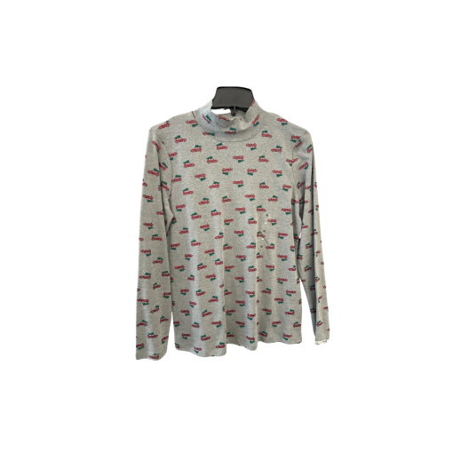 Karen Scott Gray Holiday Print Turtleneck Top - Size M - Women's Shirts