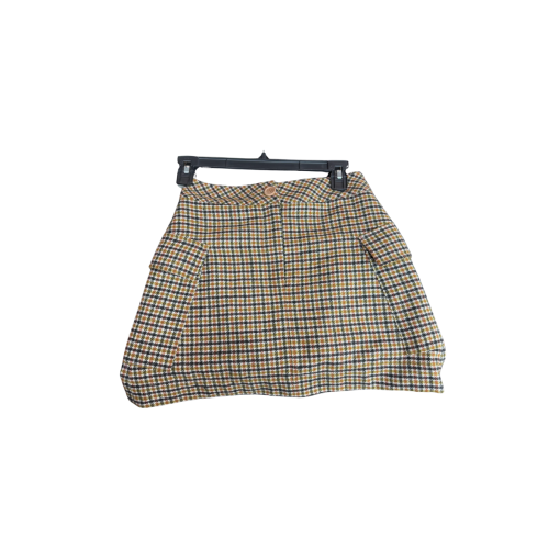 KOURT Plaid Skirt S Brown Mini Skirt for Women