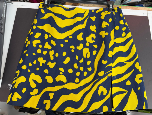 KOURT Navy Yellow Print Mini Skirt - Size S - Women's Skirts