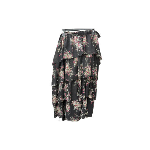 Maple Black Floral Tiered Maxi Skirt 2XL - Women's Skirts