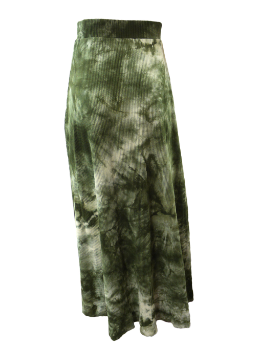 MOON Green Tie Dye Corduroy Midi Skirt - Size S - Women's Clothing