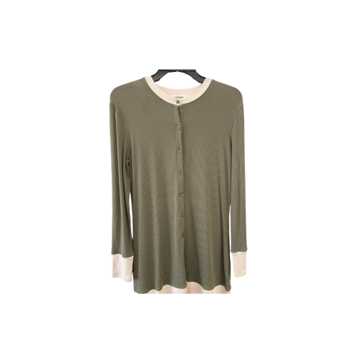 MONN Olive Green Ribbed Knit Top - Size M - Women's Shirt