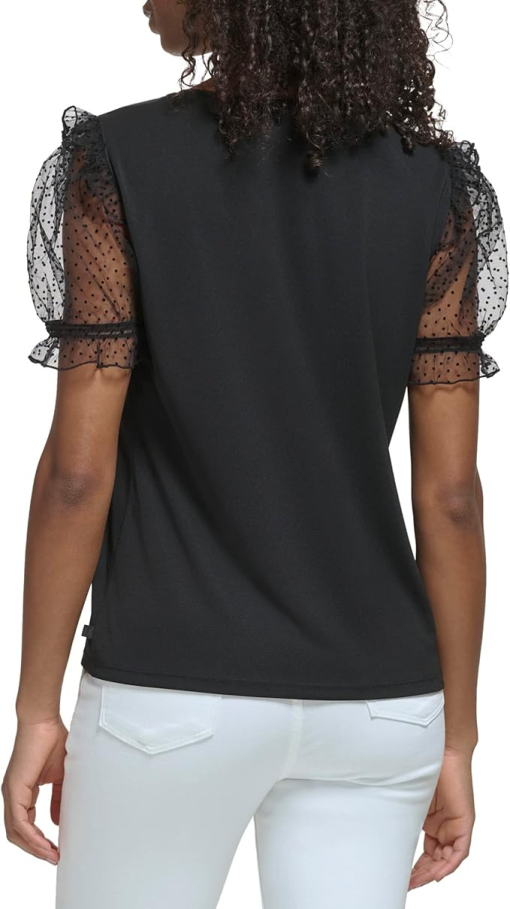 Karl Lagerfeld Black Polka Dot Sleeve Top - XL - Women's Blouse - Image 2