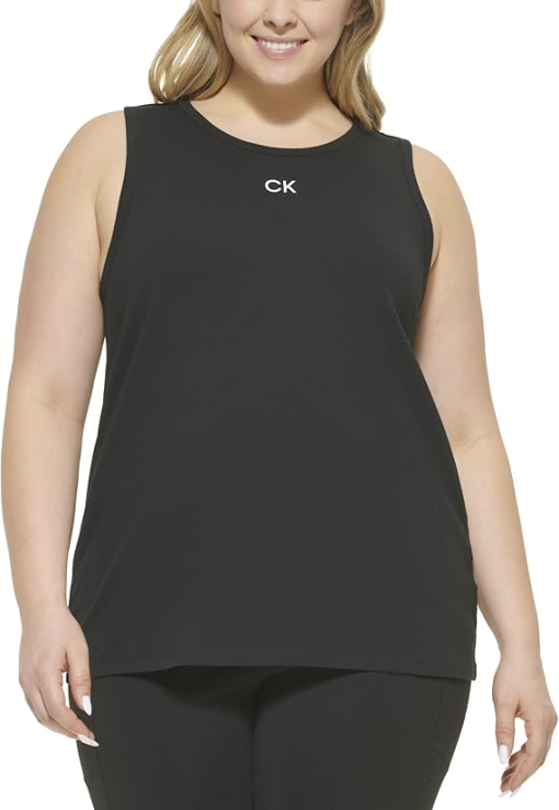 Calvin Klein Plus Black Tank Top 2X | Women's Workout Clothes