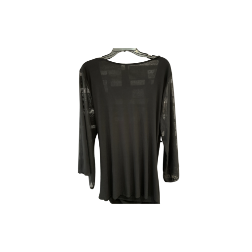 NY Collection Black Mesh Top Plus Size Blouse 1X - Image 2