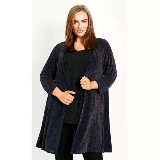 EVANS Plus Size Navy Sparkle Cardigan Sweater 18 - Women's Outerwear