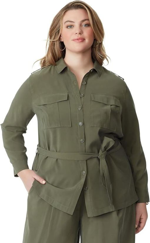 Jessica Simpson Plus Olive Safari Jacket 1X - Women's Jackets