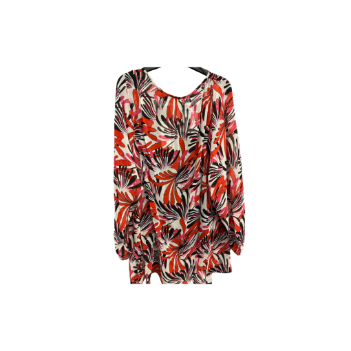 BCBGMAXAZRIA Floral Blouse XL Red Black White Top - Women's Shirt - Image 2