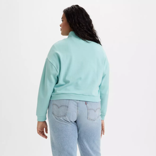 Levi's Plus Size Teal Fleece 1/4 Zip Pullover Sweater - Women's - Image 2