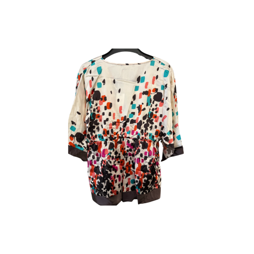 BCBGMAXAZRIA Abstract Print Blouse XL Silk Top Women's Wear - Image 2