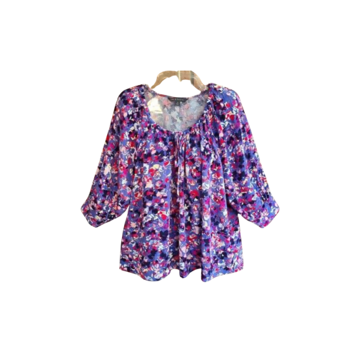 ZAC & RACHEL Floral Blouse 1X Purple Women's Tops