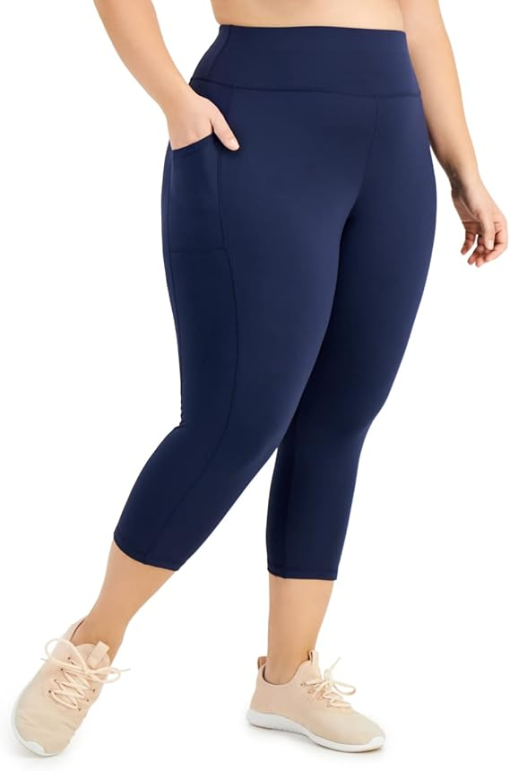 Ideology Plus Size Navy Capri Leggings with Pockets - Activewear