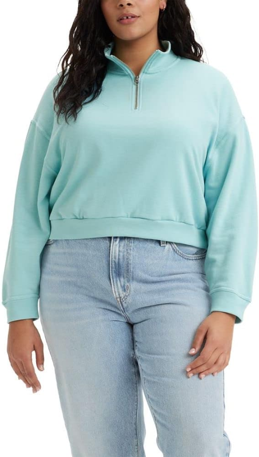 Levi's Plus Size Aqua 1/4 Zip Sweatshirt - Women's Pullover