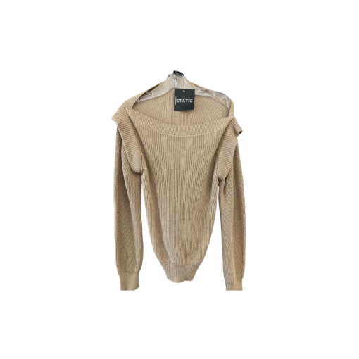 Static Beige Knit Sweater Size L | Women's Cardigan